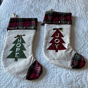 Festive Plaid Christmas Stockings - Green and Red